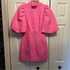 Chic Pink Puff Sleeve Mini Dress